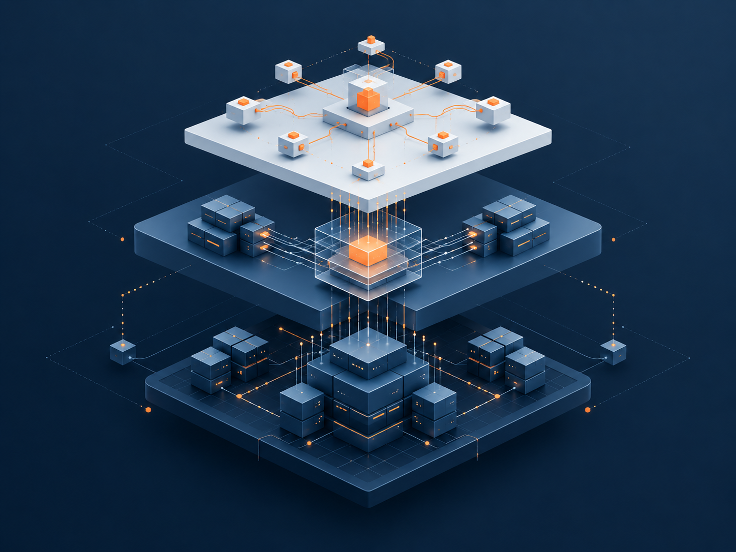 Three connected layers of the WebCentral business system